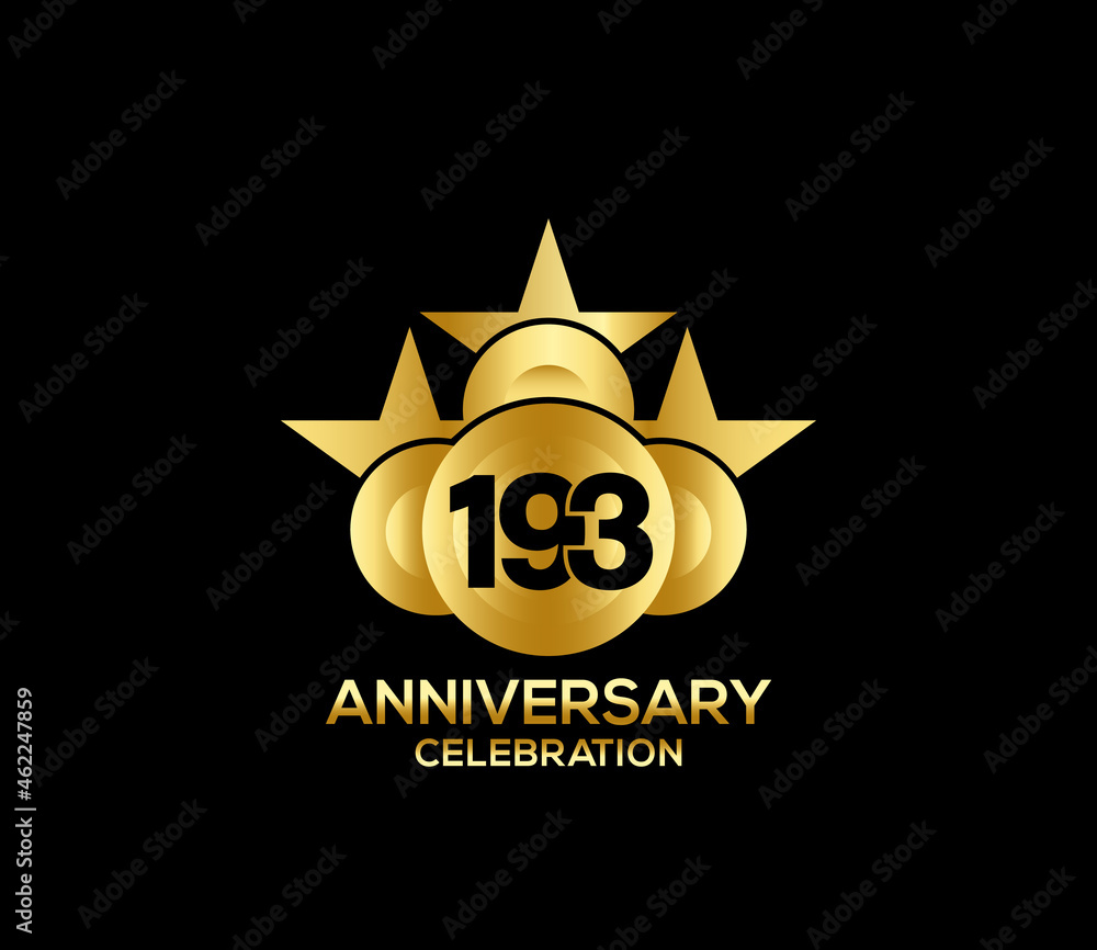 Happy Anniversary of, 193 Years, Bright Color Star Design Shape element, ceremony party Presentation Happy Anniversary of, 193 Years, Bright Color Star Design Shape element, ceremony party Presentation