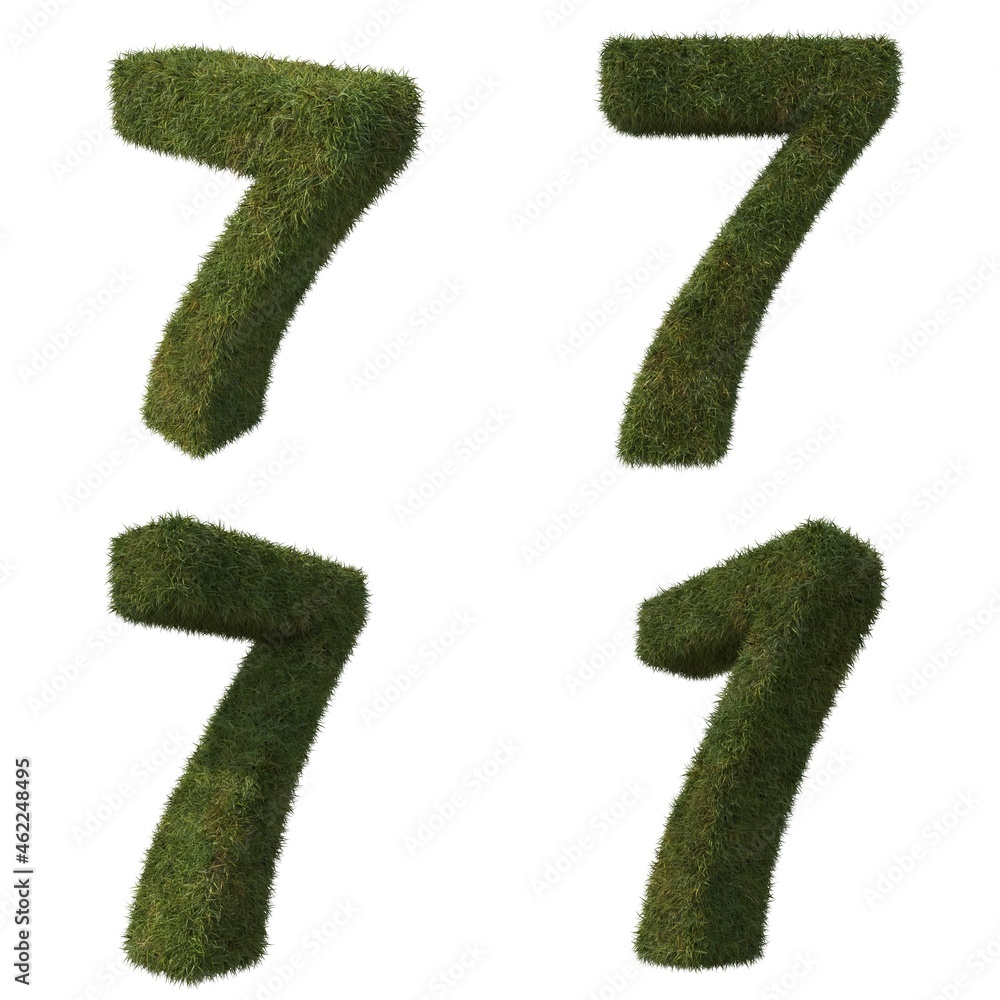 3d illustration of Grass Numbers 3d illustration of Grass Numbers