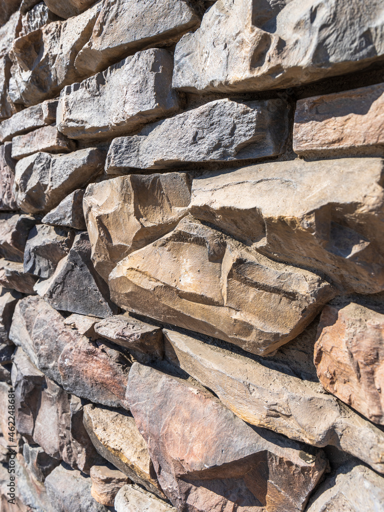 Fototapeta premium Fitted Drystack Stone Wall - Mixed - Forced Perspective Left
