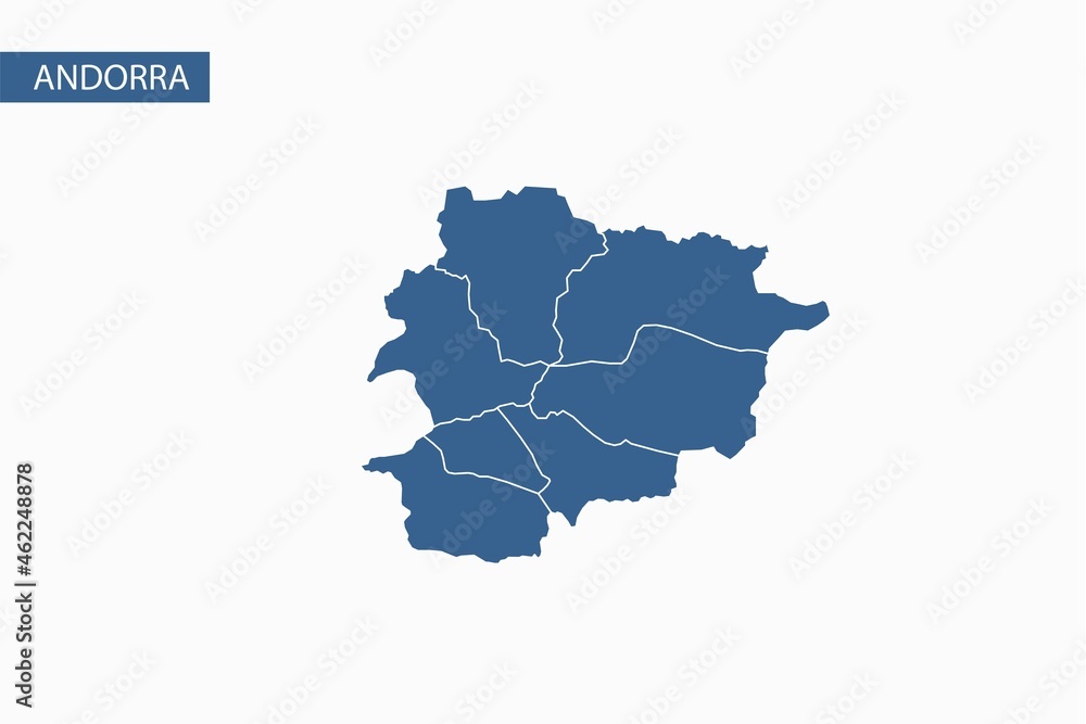 Andorra blue map detailed vector.