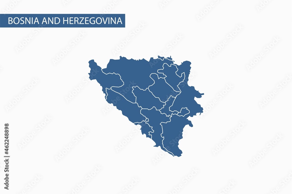 Bosnia-Herzegovina blue map detailed vector.