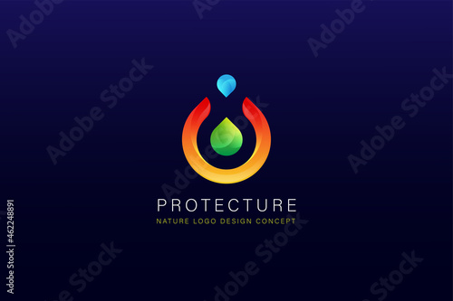Petrol logo energy resources modern business oil rig gas mining water fire element, free vector energy logo design concept illustration