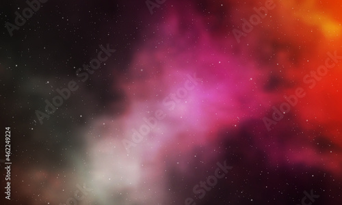 Realistic Infinite universe starry night nebula shining stardust Magic color galaxy background vector illustration. © patthana