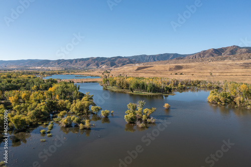 Aerial view of Chatfield Reservoir, Chatfield State Park, near Denver, Colorado, USA in the early Autumn. photo