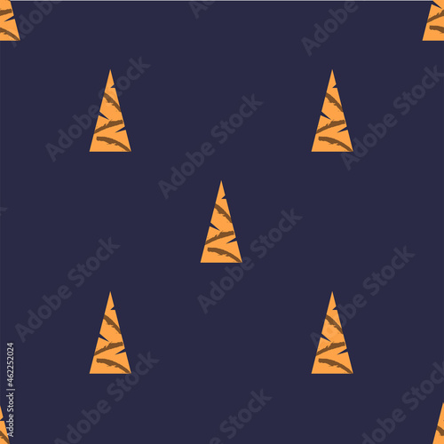 Cute Christmas tree in tiger color. seamless pattern Cartoon Christmas tree. Vector illustration 