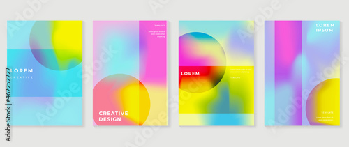 Fluid gradient background. Minimalist posters, cover, wall arts with colorful geometric shapes and liquid color. Modern wallpaper design for presentation, home decoration.  website and banner.