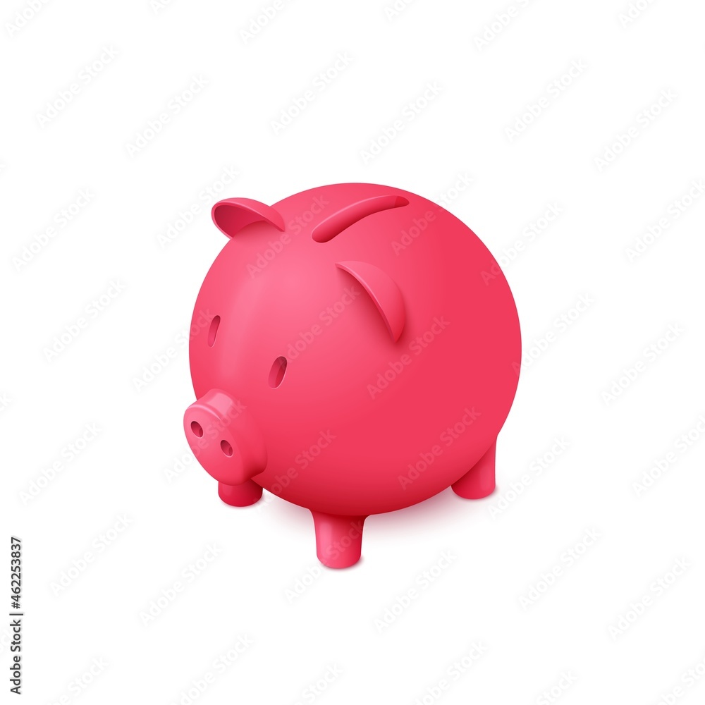 3d render illustration. Cartoon pink piggy bank