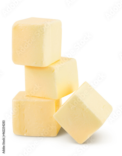 butter cube isolated on white background with clipping path and full depth of field