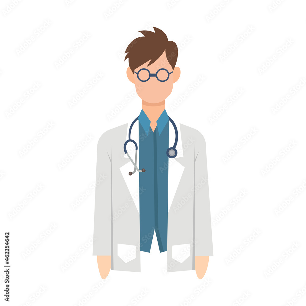 Doctor isolated illustration. Doctor flat icon on white background. Doctor clipart.