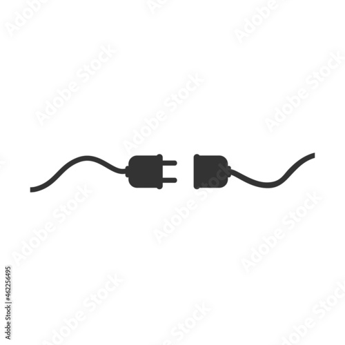Electric plug and outlet socket unplugged icon in flat. Vector illustration