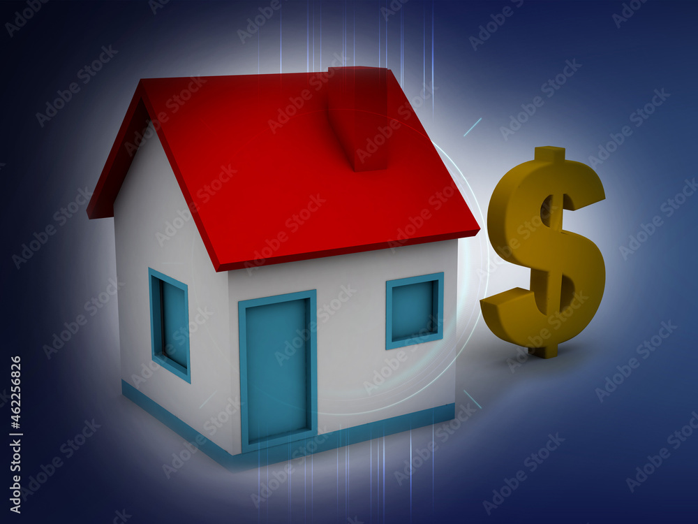 3d illustration Real estate concept, Dollar Sign with house 3d illustration Real estate concept, Dollar Sign with house