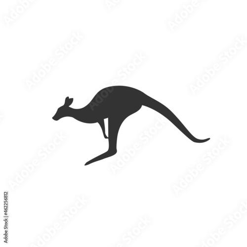 Vector black jumping kangaroo silhouette isolated on white background © arabel0305