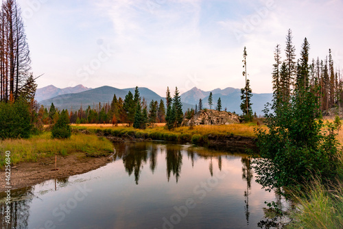 Peaceful river in the mountain valley