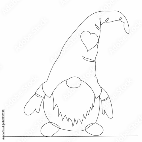 christmas gnome line drawing, isolated, vector