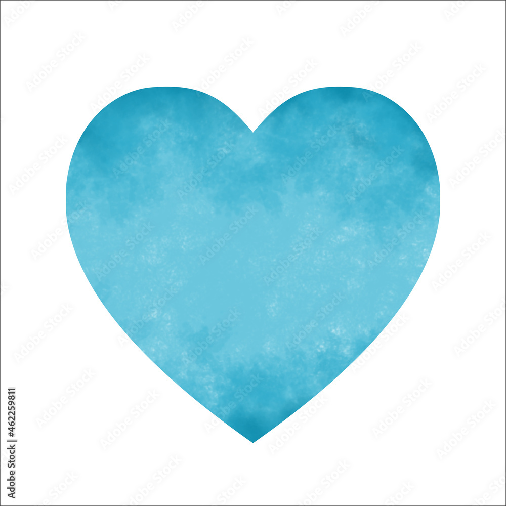 Decorative heart shape in shades of blue. Abstract watercolor background for stickers, discounts, patterns or any winter design. illustration.