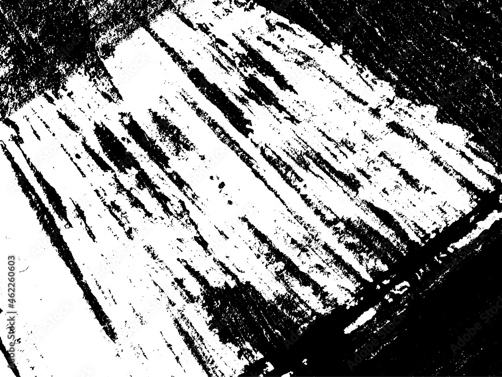 Obraz premium Grunge is black and white. Texture of black strokes on a white background. Abstract chaotic movements with a dry brush. Monochrome pattern of worn surface