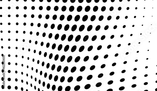 The halftone texture is monochrome. Chaotic waves of black dots on a white background