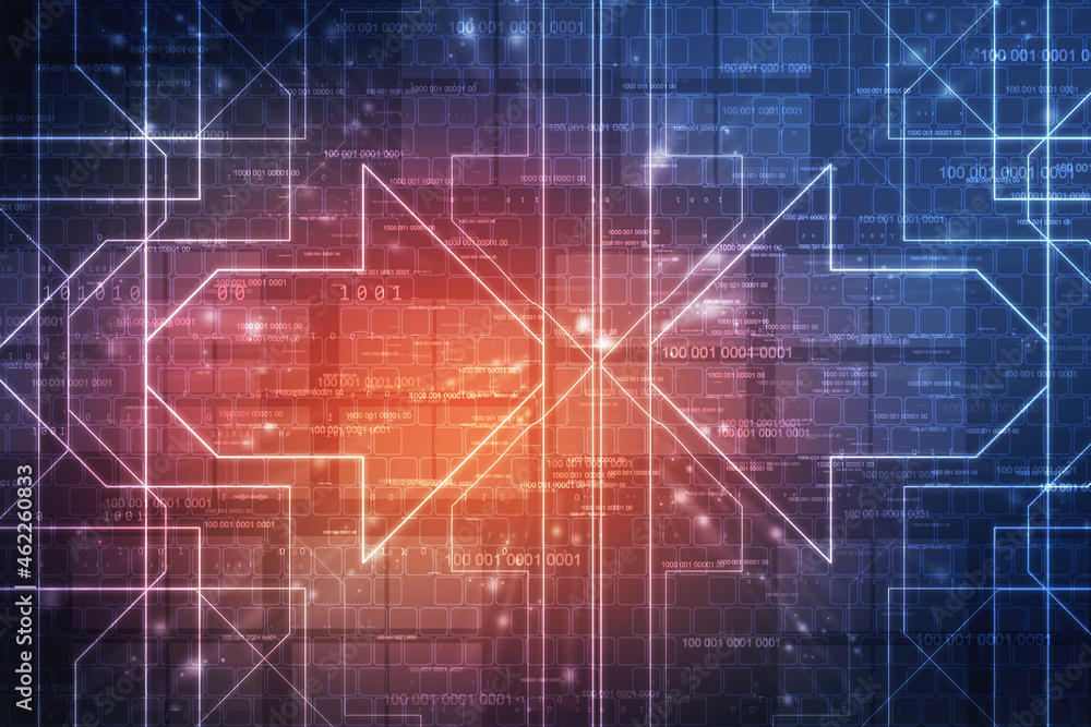 Naklejka premium 2d illustration Abstract futuristic electronic circuit technology background