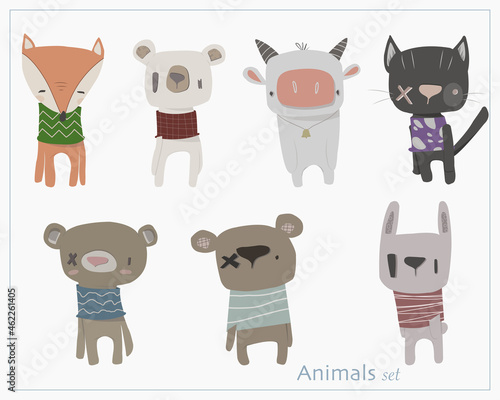Vector illustration set of funny cartoon animals
