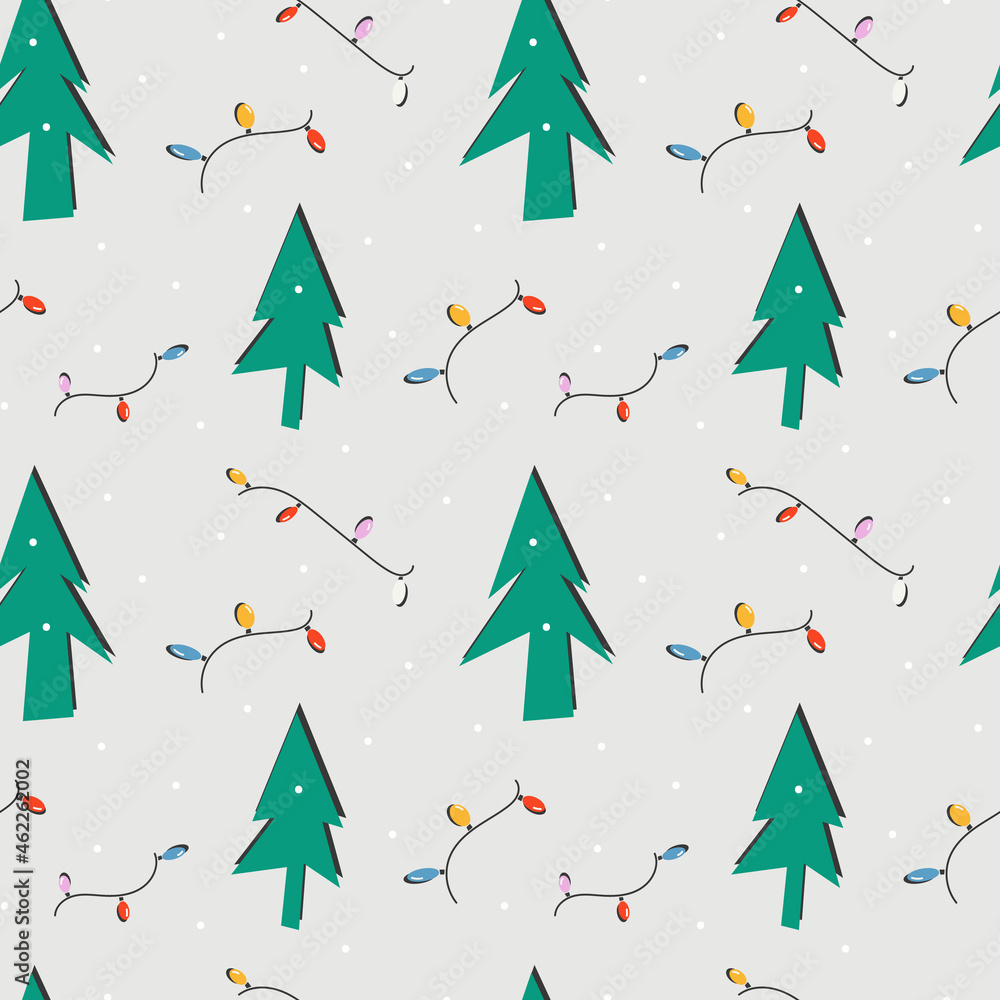 Christmas trees on a light background. Seamless pattern. Background for wallpaper, textile, postcards, wrapping etc. 