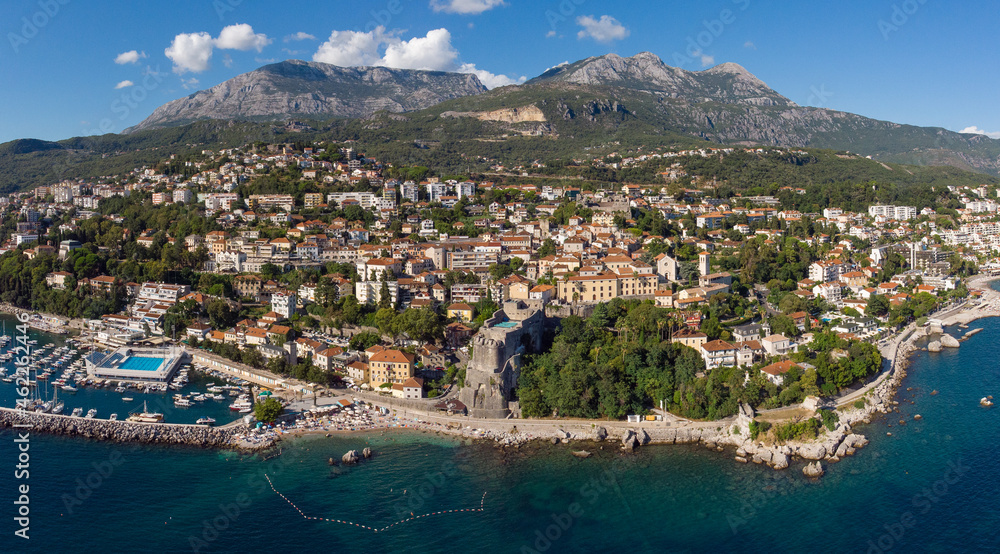 Aerial view of city Herceg Novi in Montenegro