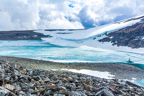 Galdhøpiggen in Jotunheimen Lom largest highest mountain in Norway Scandinavia.