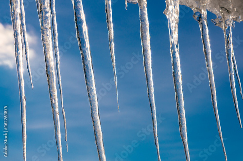 Icicles hanging from the roof