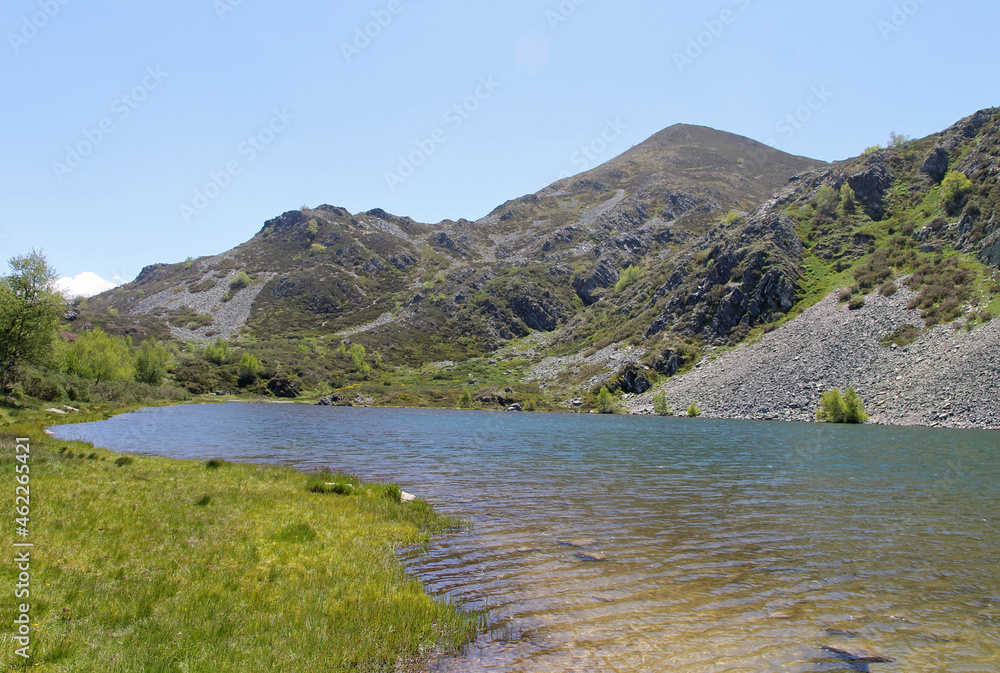A lake located in the high Cantabrian mountains during spring near the Leitariegos mountain pass