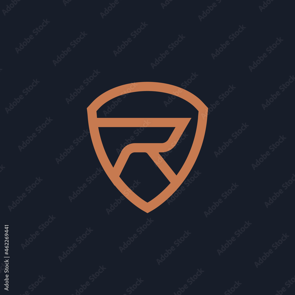 Elegant Minimal Initial R Shield Logo design Elegant Minimal Initial R Shield Logo design