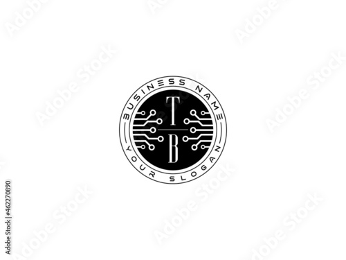 letter TB technology logo, Letter tb Pixel technology logo design template