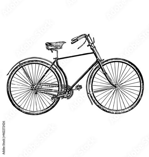 vintage retro bicycle ink etching