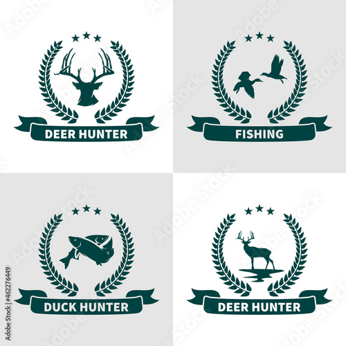 Set of animals hunting logo design