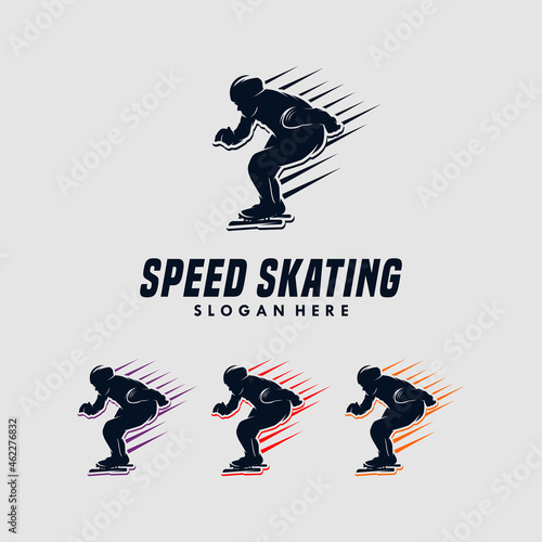 speed skating logo design template