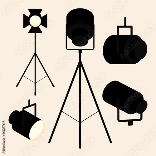 five spotlight reflector icons