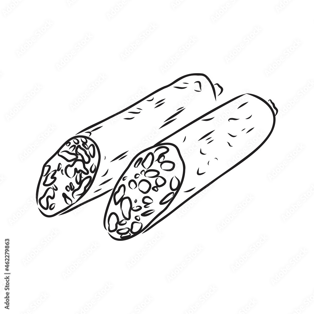Sketch set with sausage, salami, home-made sausage. Food illustration. Fresh organic meat products. Hand drawn vector illustrations. Freehand food icons for restaurant menu or food package design. Sketch set with sausage, salami, home-made sausage. Food illustration. Fresh organic meat products. Hand drawn vector illustrations. Freehand food icons for restaurant menu or food package design.