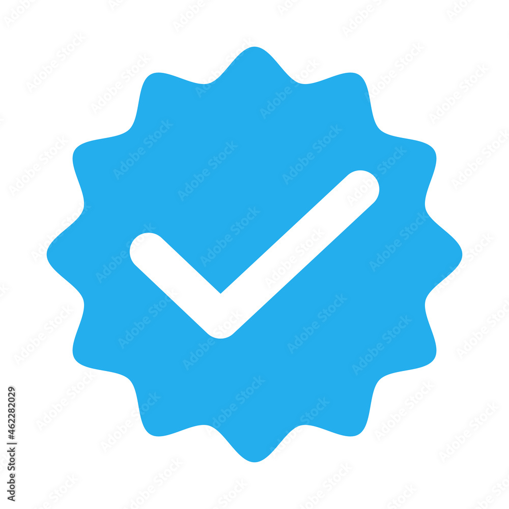 Blue verification check mark icon vector stock illustration. Blue verification check mark icon vector stock illustration.