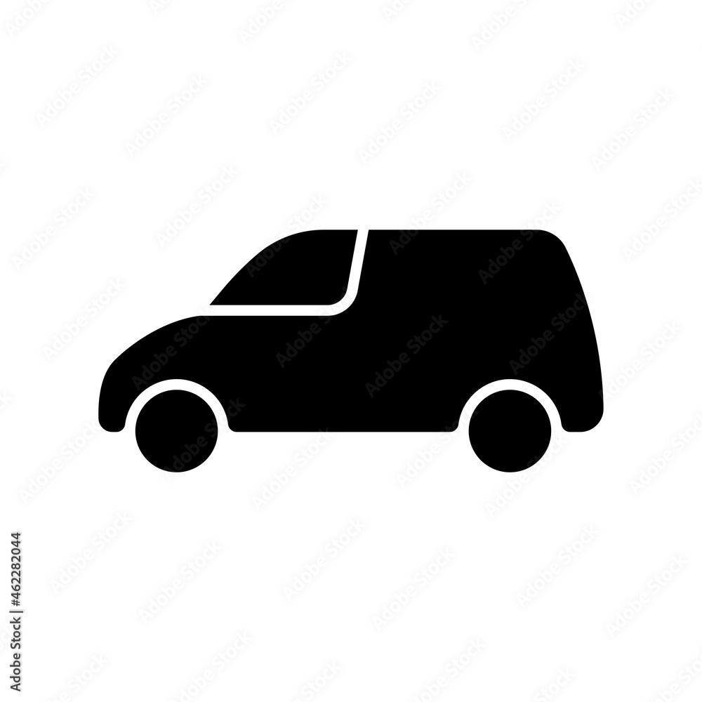 Van icon. Black silhouette. Side view. Vector simple flat graphic illustration. The isolated object on a white background. Isolate. Van icon. Black silhouette. Side view. Vector simple flat graphic illustration. The isolated object on a white background. Isolate.