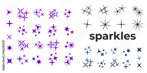 Sparkles, glowing light effect stars and bursts. Bright firework, decoration twinkle, shiny flash