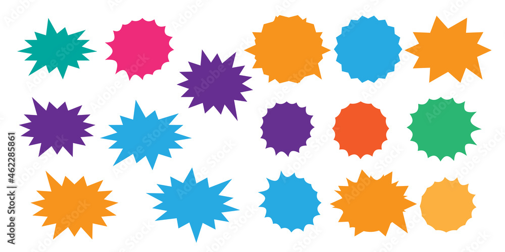 Starburst explosion comic shapes vector. Speech boom bubbles