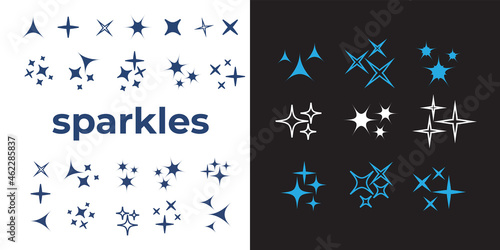 Sparkles, glowing light effect stars and bursts. Bright firework, decoration twinkle, shiny flash