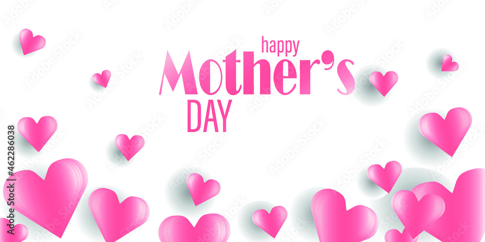 happy mothers day on white background. Editable vector for postcard, banner, invitation.
