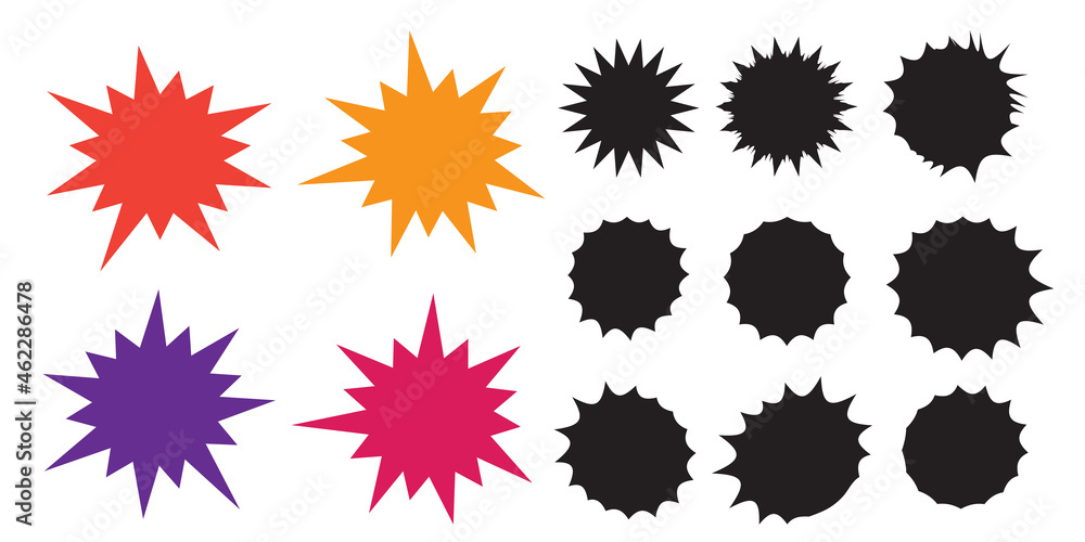 Bursting speech star set. Starburst isolated icons set Bursting speech star set. Starburst isolated icons set