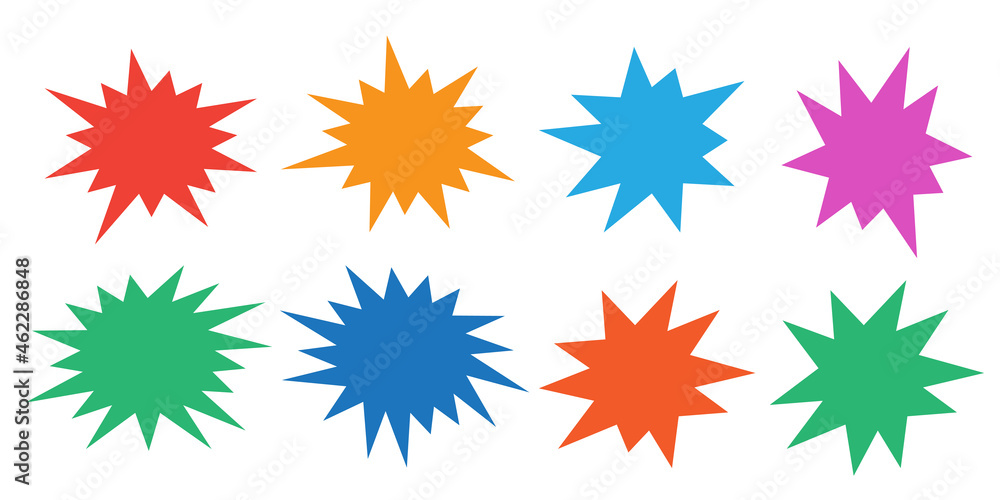Bursting speech star set. Starburst isolated icons set Bursting speech star set. Starburst isolated icons set