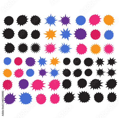 Starburst explosion comic shapes vector. Speech boom bubbles