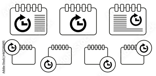 Arrow, time vector icon in calender set illustration for ui and ux, website or mobile application