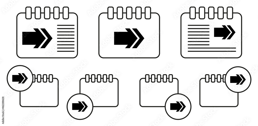 Arrow vector icon in calender set illustration for ui and ux, website or mobile application