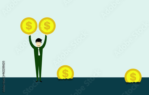 Man collects a dollar of summer coins from the ground