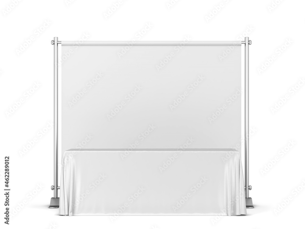 Blank tradeshow tablecloth with backdrop banner mockup Blank tradeshow tablecloth with backdrop banner mockup