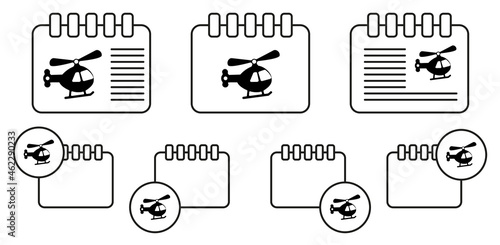 Small helicopter toy vector icon in calender set illustration for ui and ux, website or mobile application photo