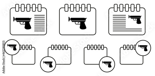 Toy gun with velcro vector icon in calender set illustration for ui and ux, website or mobile application